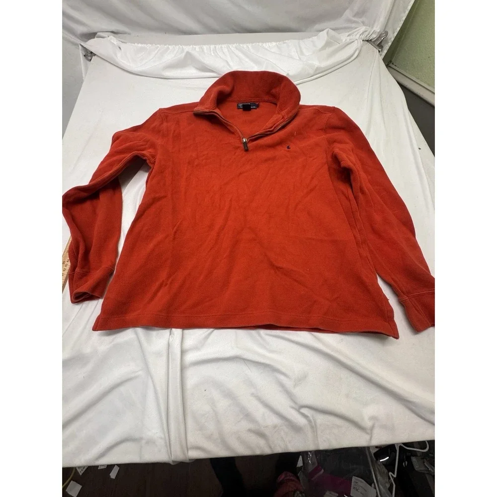 Polo Ralph Lauren Sweater 1/4 Zip Pullover Mockneck Orange Men Sz M Pony Ribbed